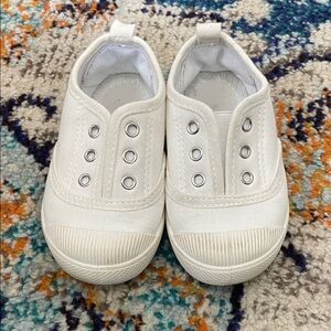 Baby/Toddler White Slip-On Canvas Sneakers